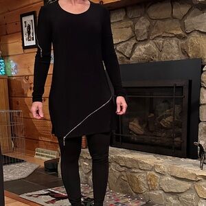 Joseph Ribkoff Black Long Sleeve Dress with Silver Accent